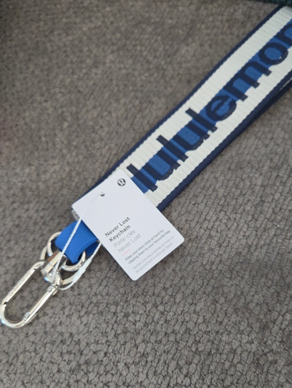 lululemon athletica Blue and White Logo Key Strap